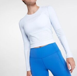 Calia By Carrie Underwood Light Blue Pointelle Seamless Long Sleeve Top Sz L/XL